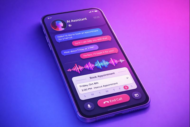 AI Voice Agent interface showing call handling